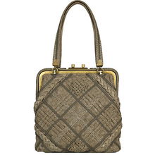 bottega veneta宝缇嘉 灰色辫形图案编织格纹金属光泽手提包